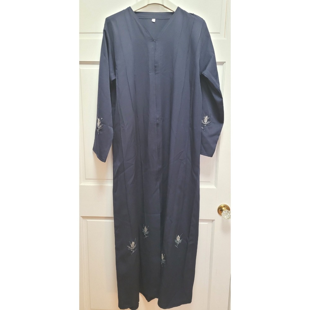 Women's Pakistani Polyester Beaded Dress Salwar Kameez - Navy Blue - 46" Chest